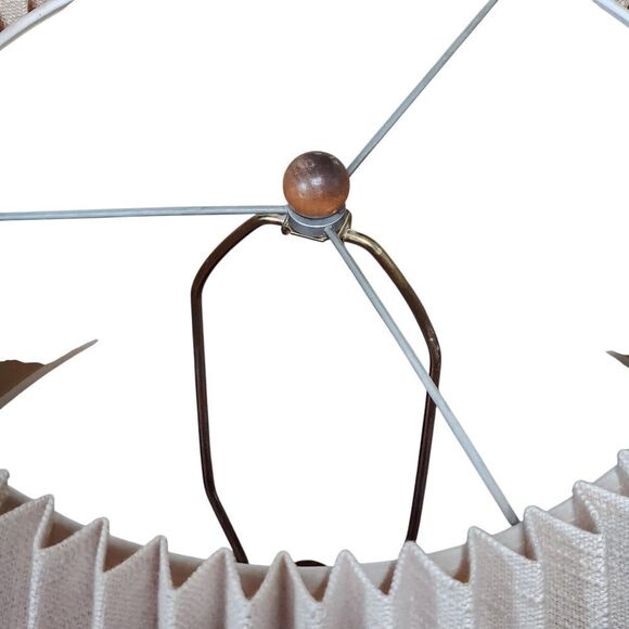 Vintage Mid Century Modern Table Lamp Gazelle Ram Drip Glaze Pottery Pleat Shade - Picture 3 of 14